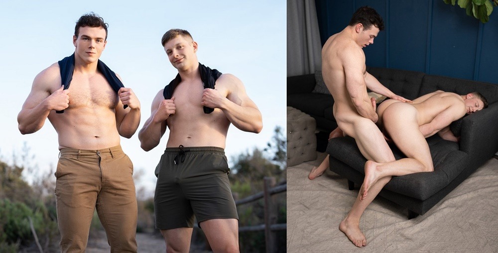 Kyle Denton makes his hardcore debut being fucked by fellow muscle stud Clark Reid