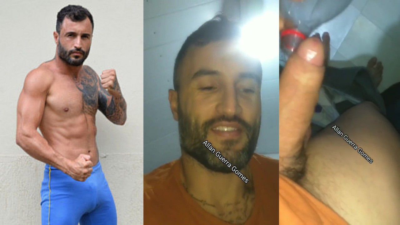 OF Brazilian MMA Fighter Allan Guerra Gomes pissing in a bottle