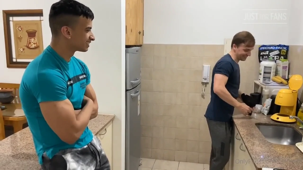 OF RandhyJr punching his friend in the kitchen