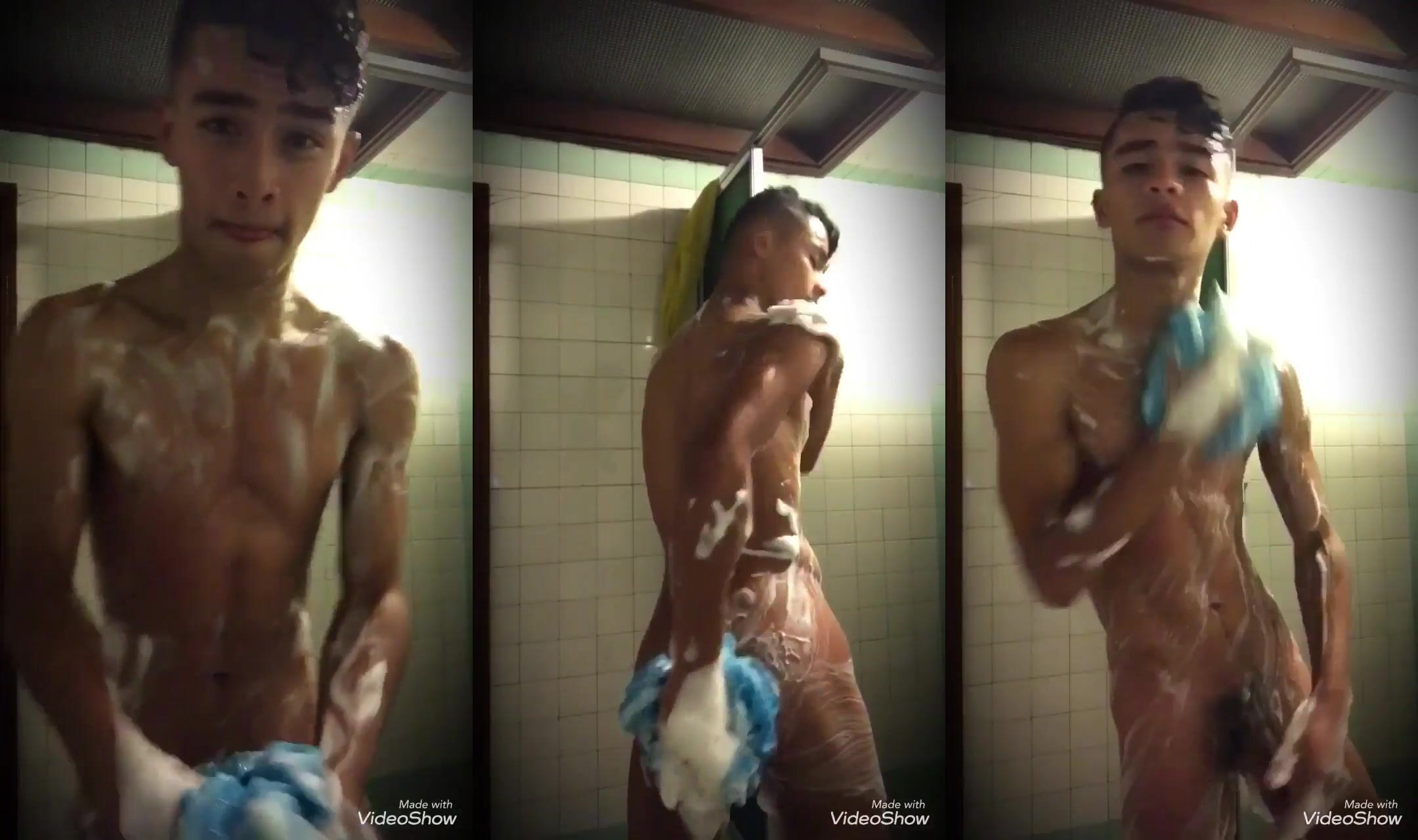 Fit Twink Taking a shower hard