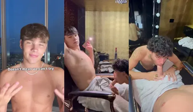 Cutie tiktoker Str8 First Time Getting blowjob